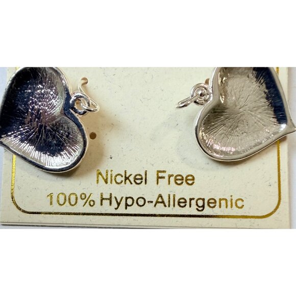 Y2K Vintage Bali Silver Tone Heart Filigree Dangle Earrings 1-1/8" Nickel Free - Picture 7 of 8